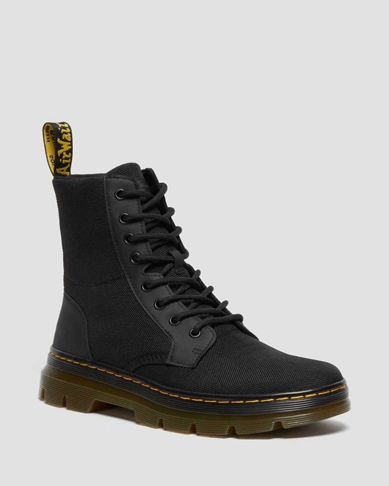 Black Extra Tough Poly Dr Martens Combs Poly Men's Lace Up Boots | 7693-GVSUP