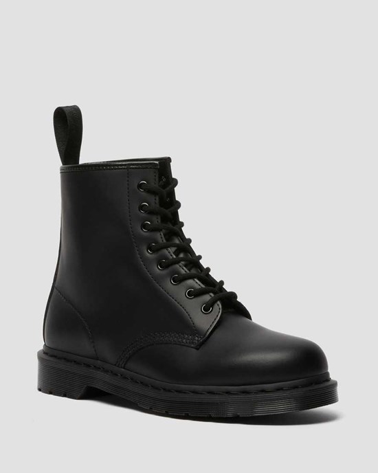 Black Smooth Leather Dr Martens 1460 Mono Smooth Leather Men's Lace Up Boots | 3670-GEIFK