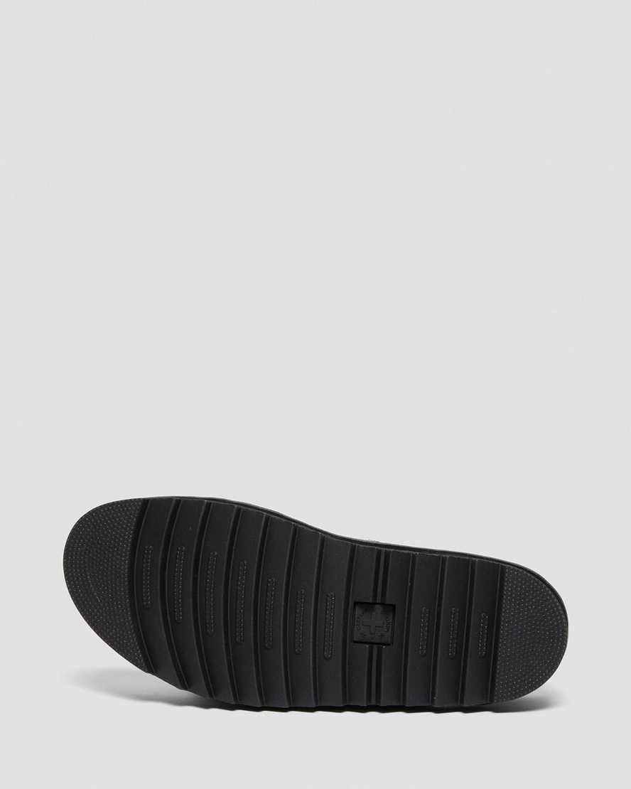 Black Brando Dr Martens Myles Brando Leather Women's Buckle Slide Sandals | 9340-IZAEF